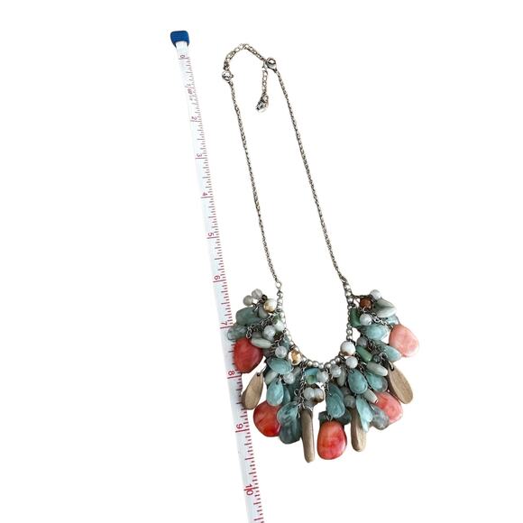 Wood and Faux Gemstone Bib Necklace - Picture 5 of 6